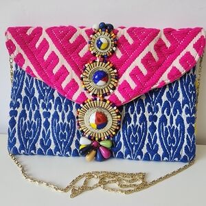 Steve Madden Bzada Multi-color Crossbody Clutch Bag Pink Yellow Blue